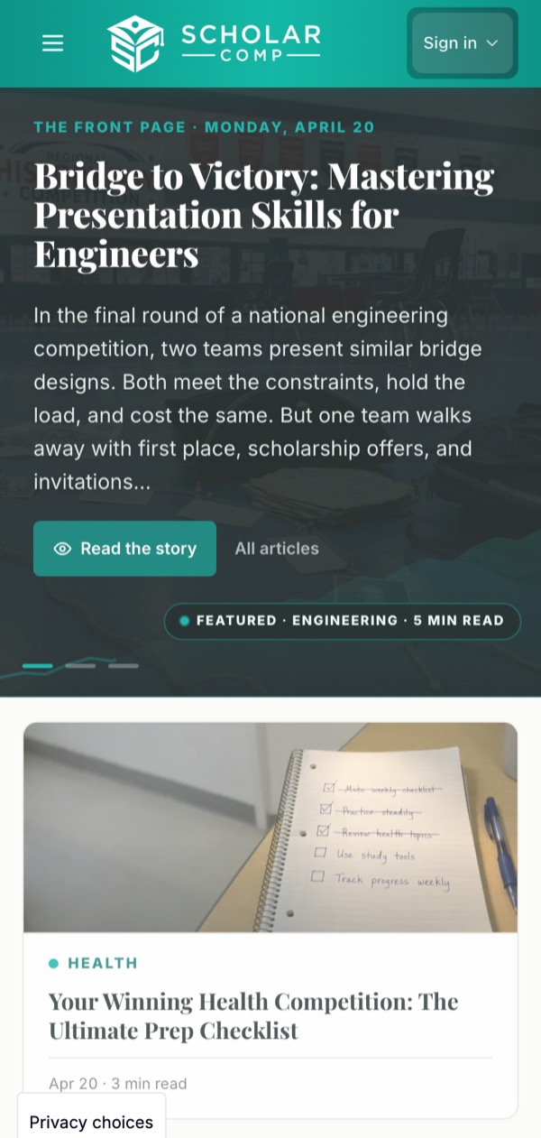 ScholarComp on a phone